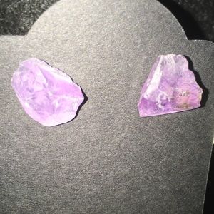 Raw/Uncut Amethyst Earrings. Studs